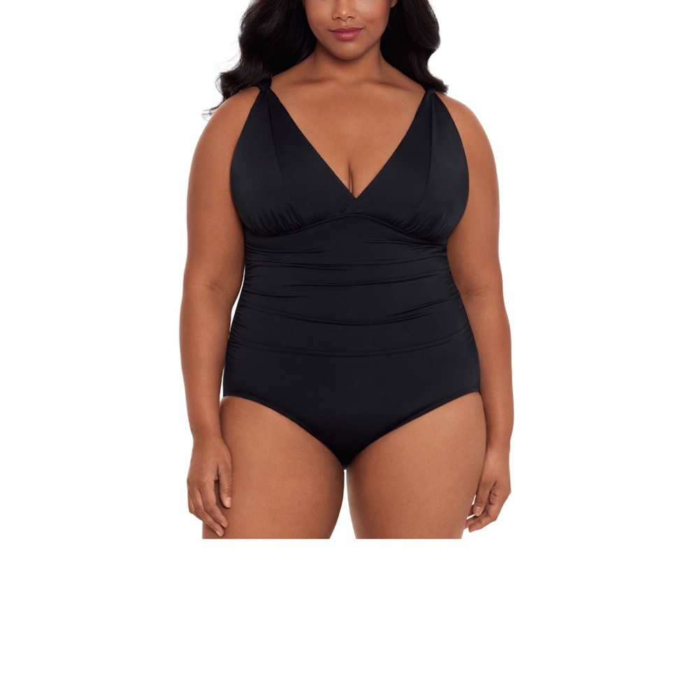 Time and Tru Modest Women's & Women’s Plus Black V Neck 1-PC Swimsuit M L XL 1X - Picture 11 of 13
